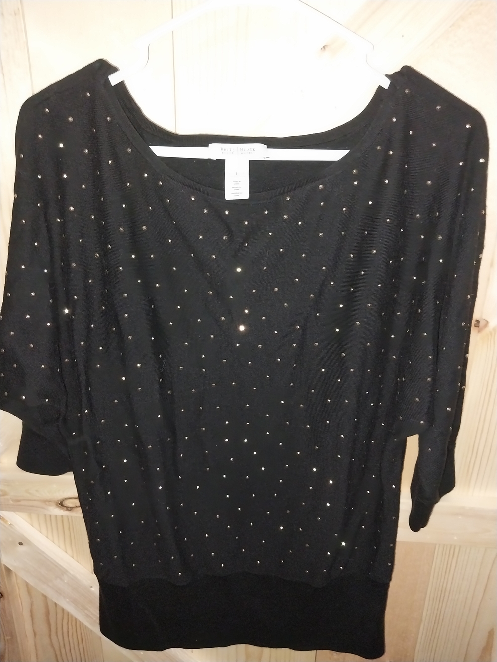 White House Black Market Black Sweater with Gold Stud Accents - Picture 4 of 4